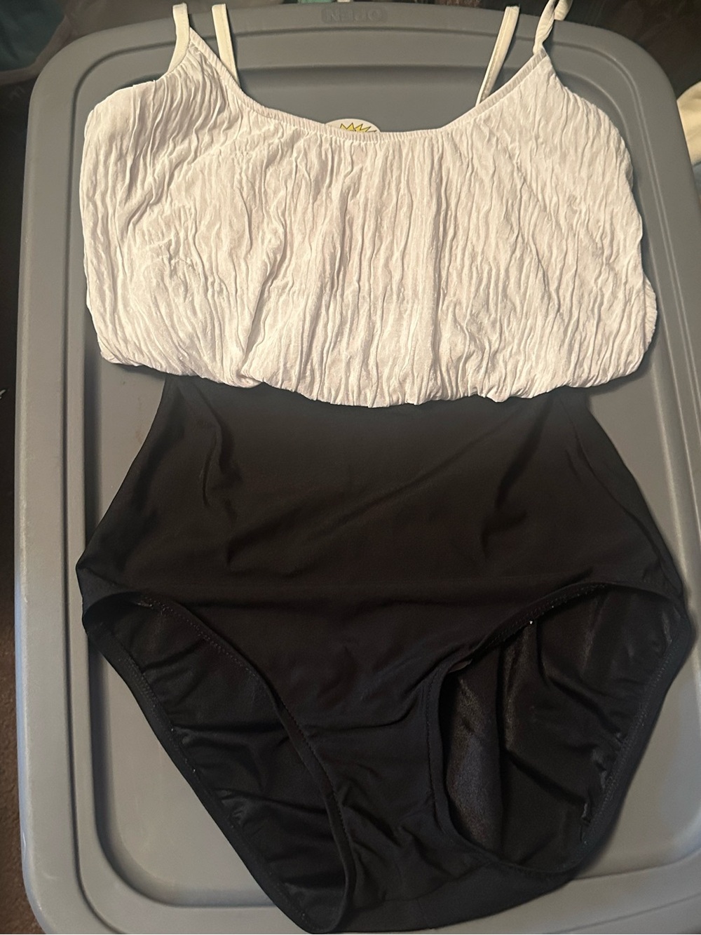 Two-Tone Black and White One-Piece Swimsuit
